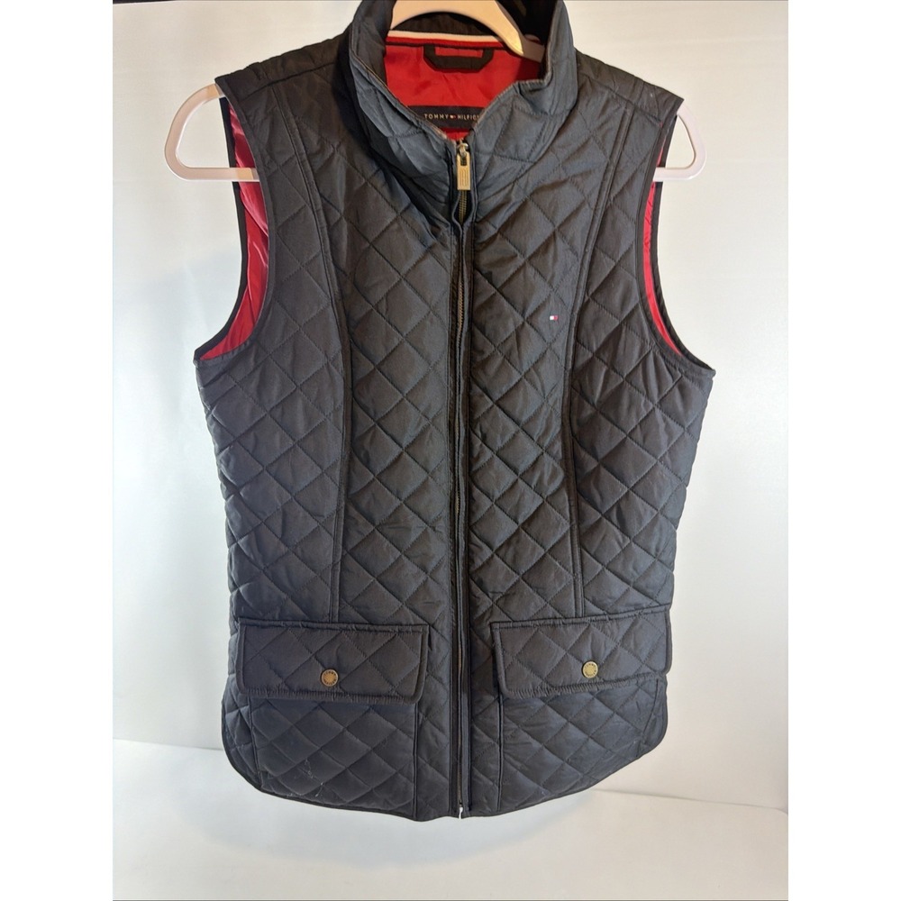 Tommy Hilfiger Full Zip Quilted Puffer Vest Women's Medium Black